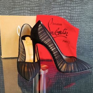 Christian Louboutin follie draperia suede/chiffon 100mm 39.5